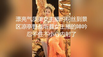 漂亮气质美女主播约粉丝到景区凉亭野战听着女主播的呻吟忍不住不小心内射了